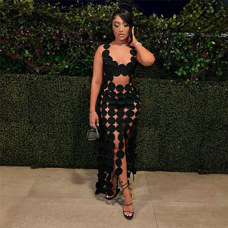 Sexy Hollow High-Waist Bodycon Maxi Dress