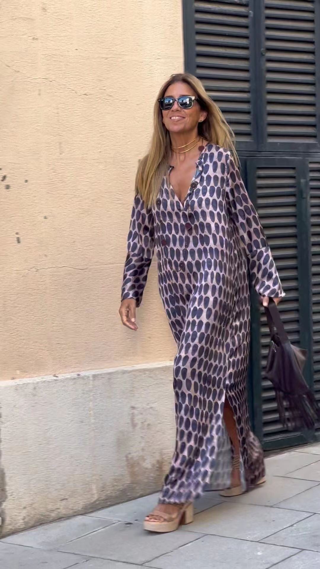 Summer New Products Fashion Printing V-Neck Long Dress Women