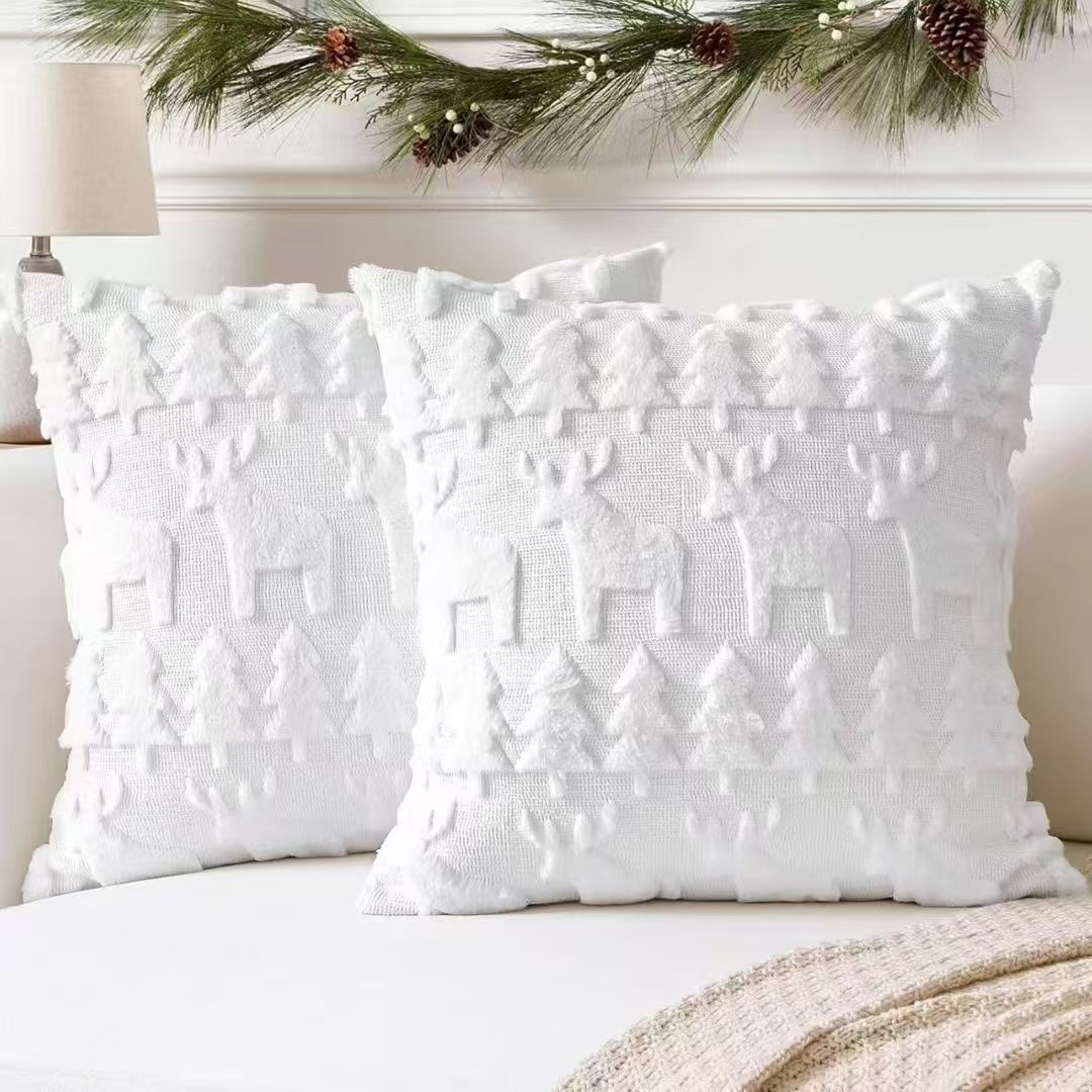Soft Christmas Tree Snowflake Square Cushion Covers