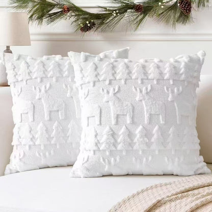 Soft Christmas Tree Snowflake Square Cushion Covers