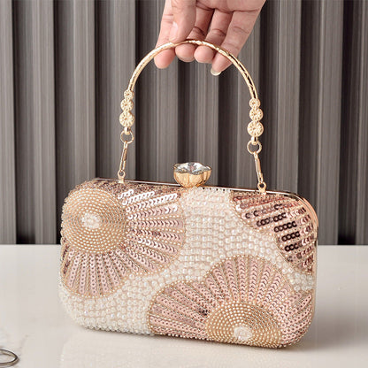Beaded Pearl Evening Clutch Handbag for Women