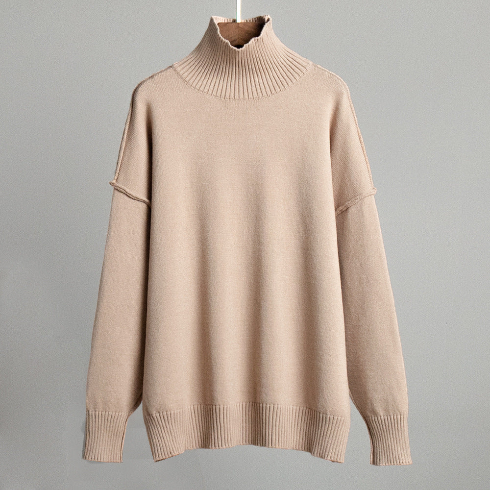 High Neck Casual Knit Sweater for Women