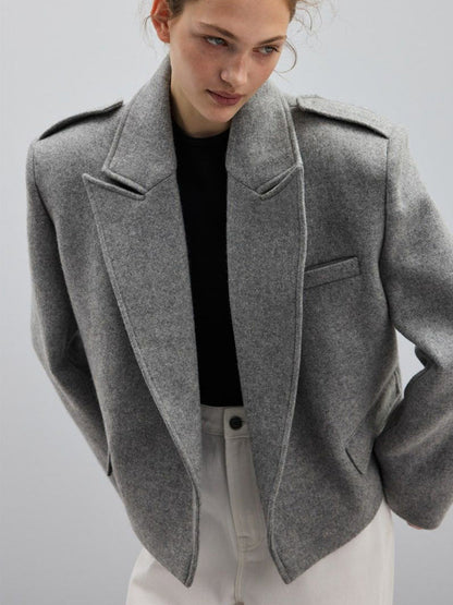 Loose Fit Blazer Jacket with Shoulder Epaulettes