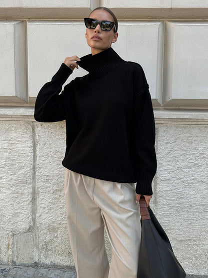 Casual Turtleneck Sweater for Women Cozy Knit Pullover