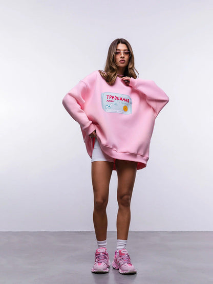 Casual Cow Print Sweatshirt Relaxed Fit Round Neck
