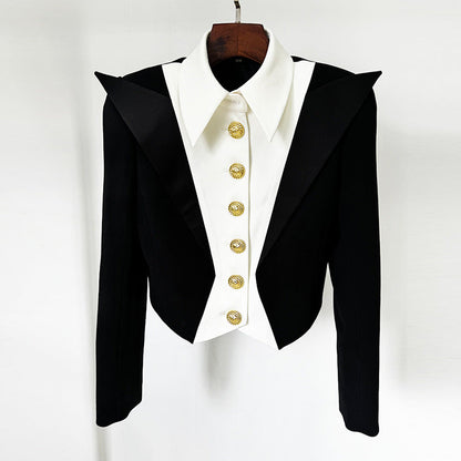 Color Block Tailored Short Jacket