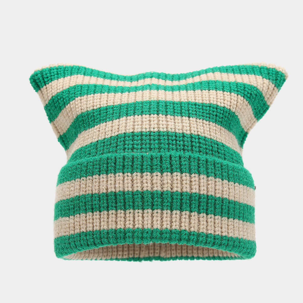 Winter Beanie Striped Color Contrast Warm Knit Hat