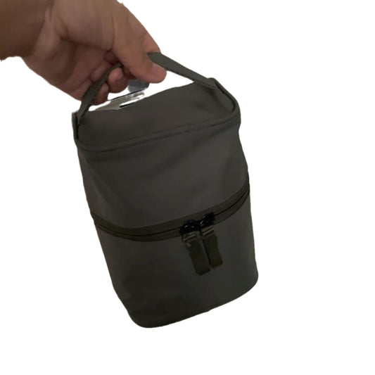 Solid Color Nylon Round Makeup Bag Portable Durable Commuter Tote