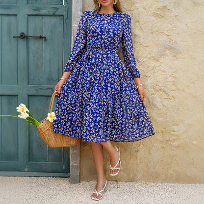 Floral Print Tie Waist Maxi Dress for Women