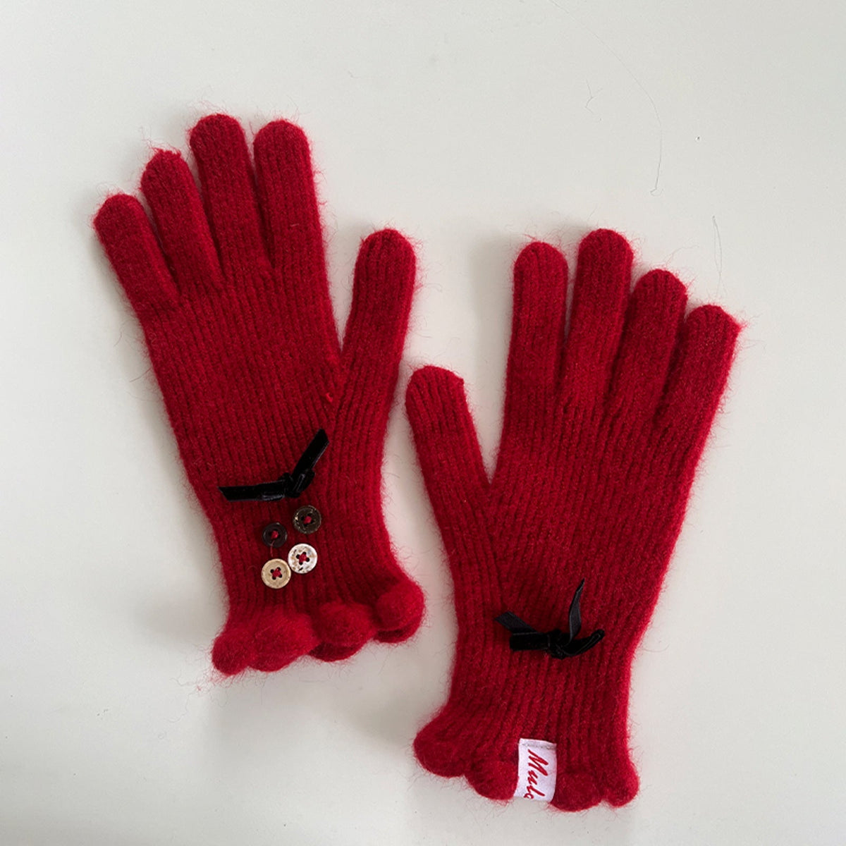 Bow Knot Wool Touchscreen Winter Gloves