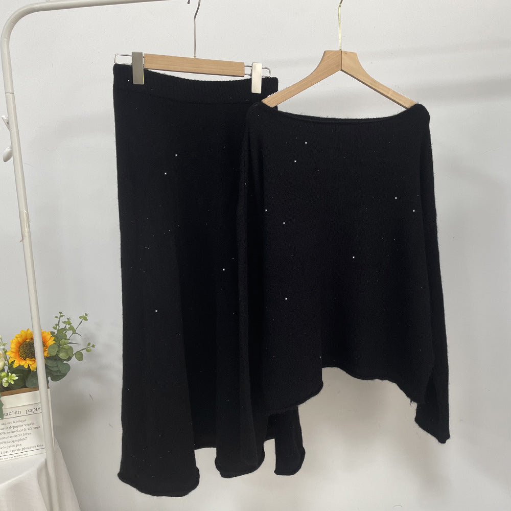 Casual Round Neck Sweater Maxi Skirt Set