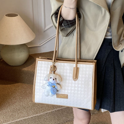 Large Capacity Houndstooth Tote Bag For Women Casual Stylish