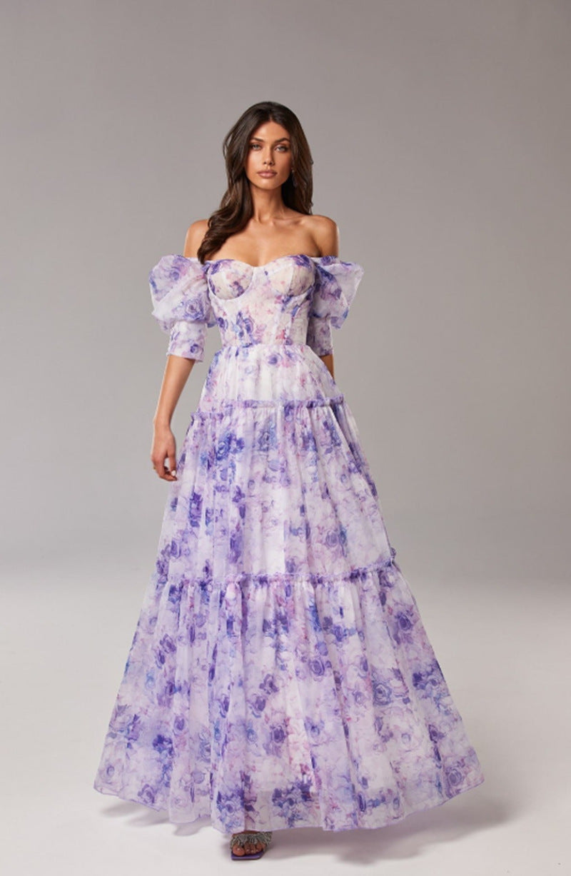 Off-Shoulder Chiffon Long Evening Dress For Women