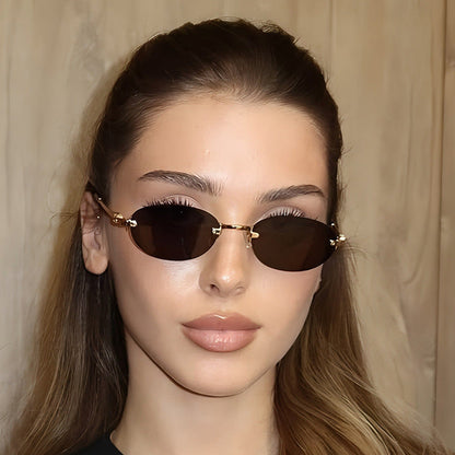 Oval Frame Sunglasses Stylish UV400 Protection