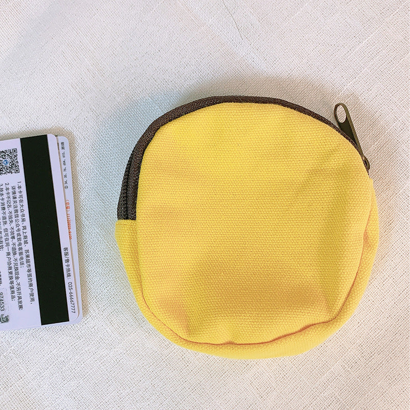 Round Cartoon Coin Purse Canvas Zipper Bag Cute and Customizable