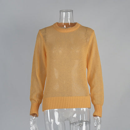 Comfortable Knit Sweater with Round Neck for Women