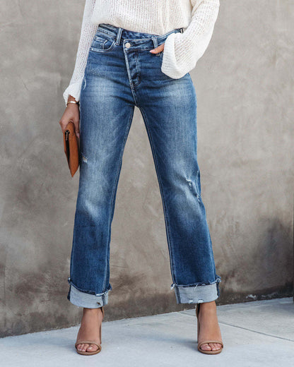Casual Women's Straight-Leg Denim Jeans