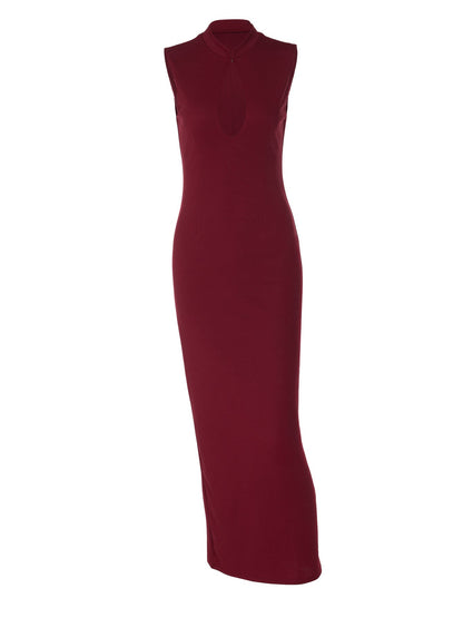 French Hollow Knit Bodycon Dress Elegant Style