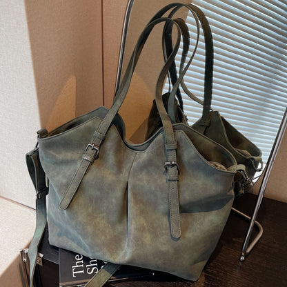 Fashionable Vintage Faux Leather Tote Bag for Casual Commuting
