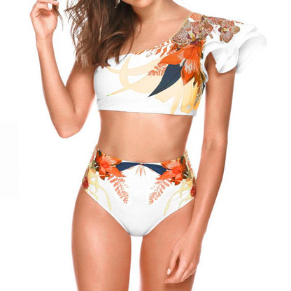Floral Bikini New Split Swimsuit Women'S Large Print Sexy Split Swimsuit