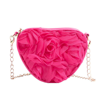 Trendy Heart-Shaped Lace Flower Crossbody Bag
