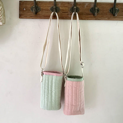 Ins Style Quilted Baby Water Bottle Holder Shoulder Bag