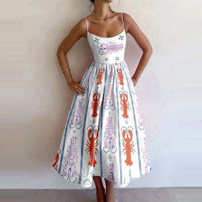 New Women's Casual A-Line Dress Solid Color Pleated Maxi Dress
