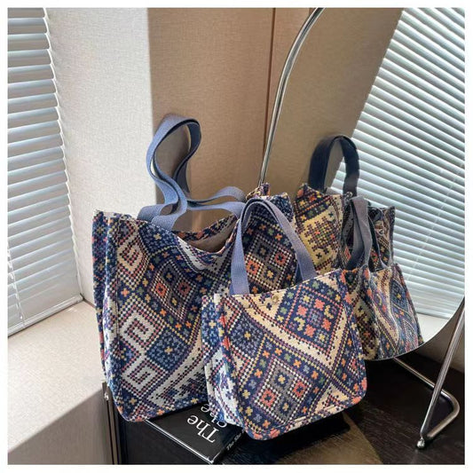 Large Capacity Casual Canvas Tote Bag Stylish Commuter Bag
