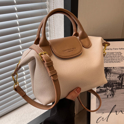 Minimalist Leather Top Handle Shoulder Bucket Bag