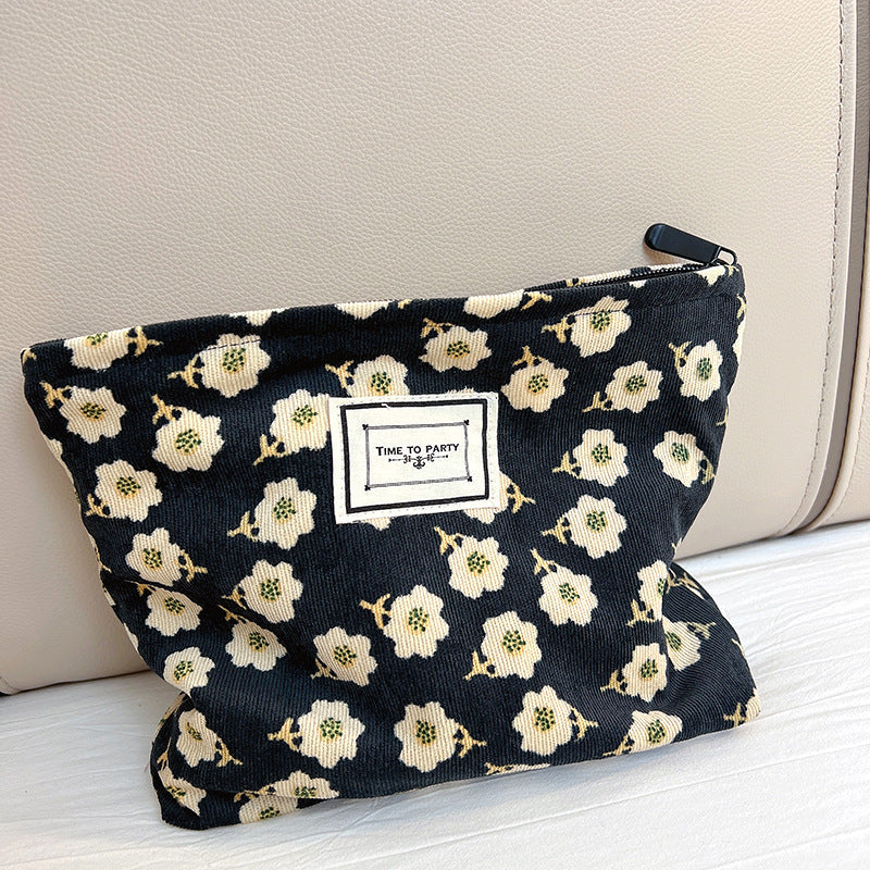 Retro Floral Makeup Bag Canvas Travel Toiletry Pouch