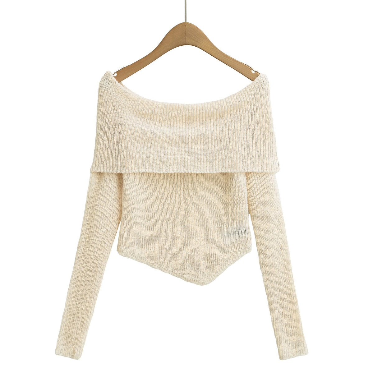 Trendy Asymmetric Hem Off-Shoulder Knit Top