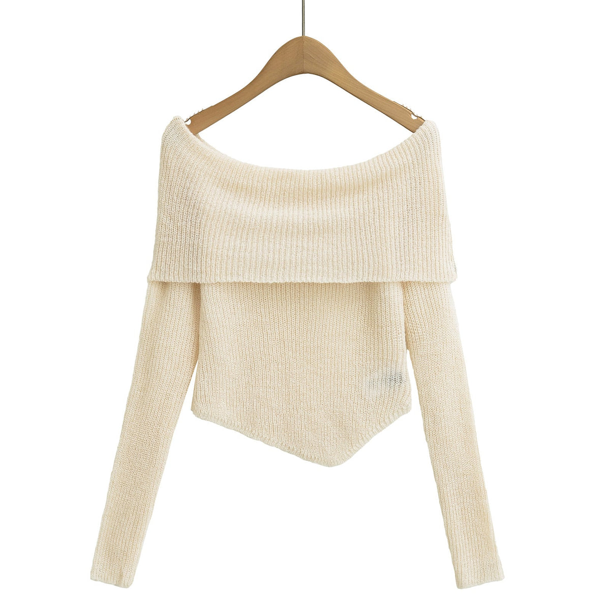 Trendy Asymmetric Hem Off-Shoulder Knit Top