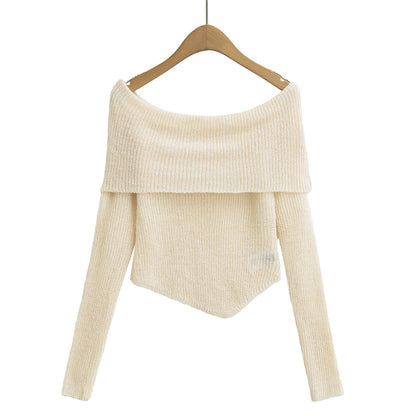Trendy Asymmetric Hem Off-Shoulder Knit Top