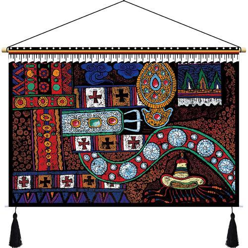 Customized Tibetan Fabric Tapestry Tibet Hanging Cloth Homestay Decoration Hotel Restaurant Living Room Bedroom Bedside Cloth Painting Tapestry