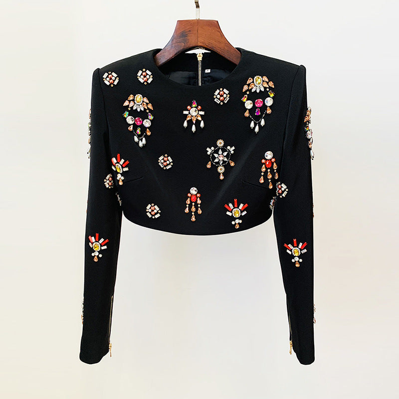 Fashionable Beaded Short Jacket And Skirt Set