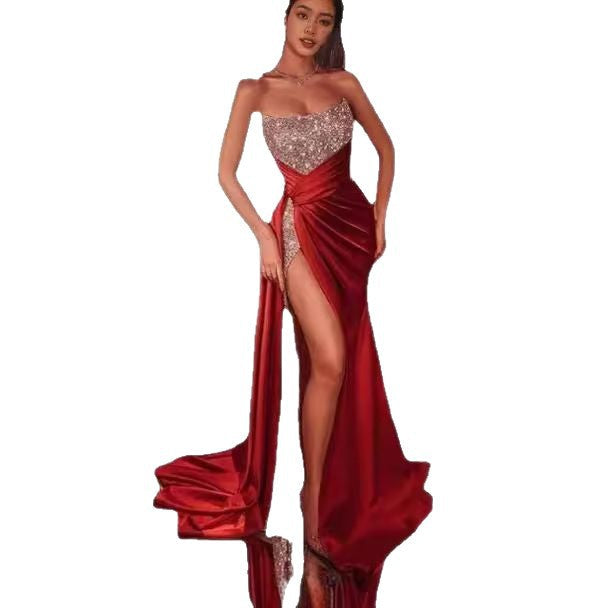 Sequined Off-Shoulder Maxi Dress