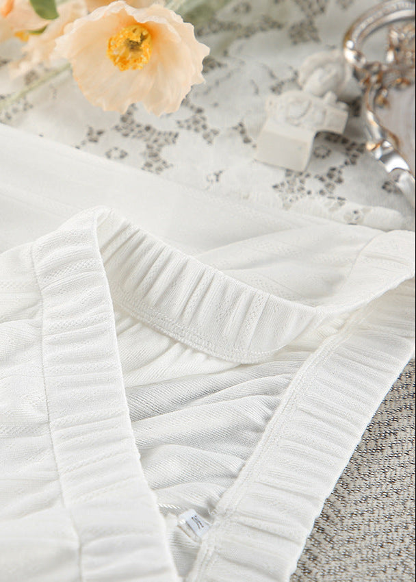 Knit Lounge Set White Lightweight Cozy Comfort