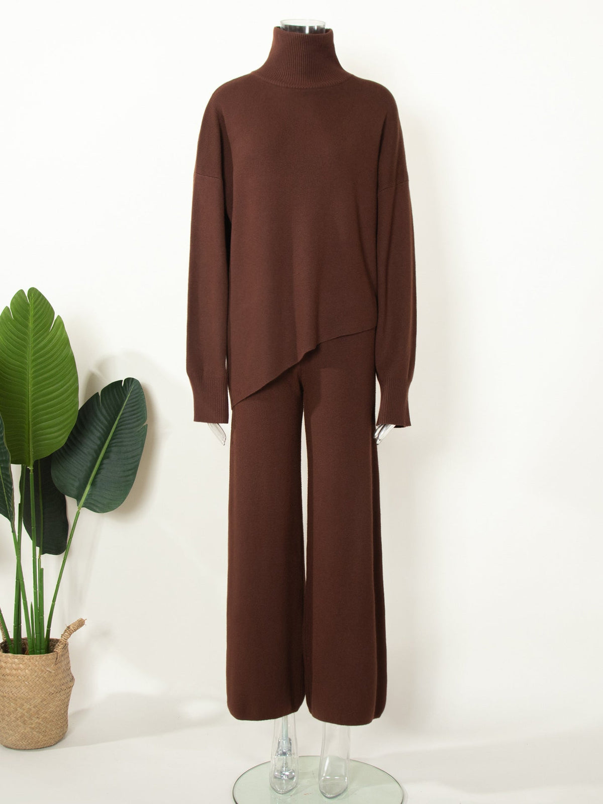 High Collar Irregular Knit Sets
