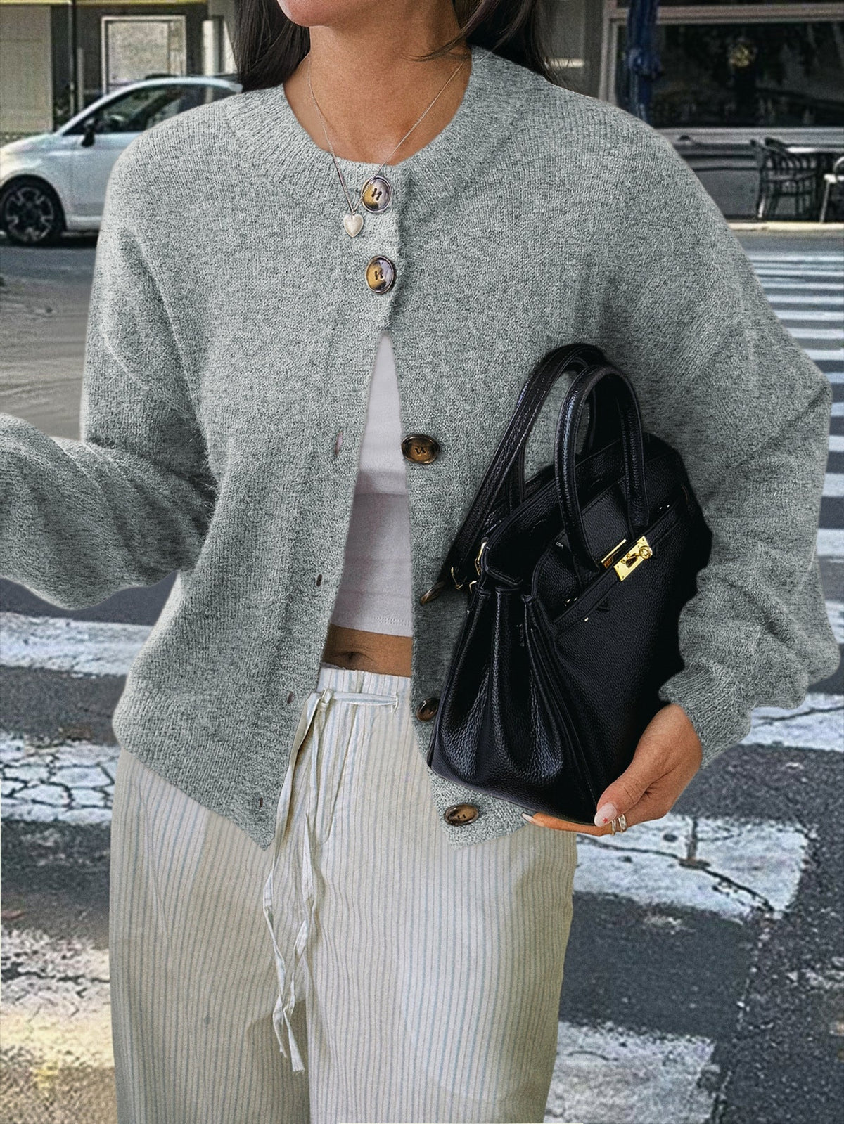 Casual Button-Up Long Sleeve Cardigan Sweater