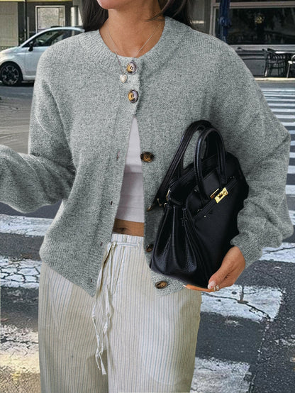 Casual Button-Up Long Sleeve Cardigan Sweater