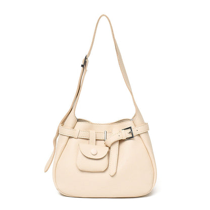 Trendy Shoulder Bag with Litchi Texture and Decorative Strap