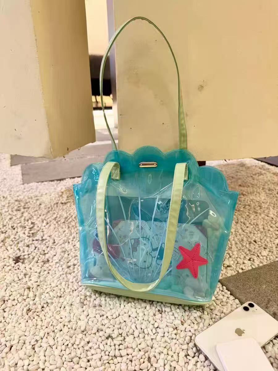 Transparent Shell Shoulder Bag Stylish PVC Tote for Everyday Use
