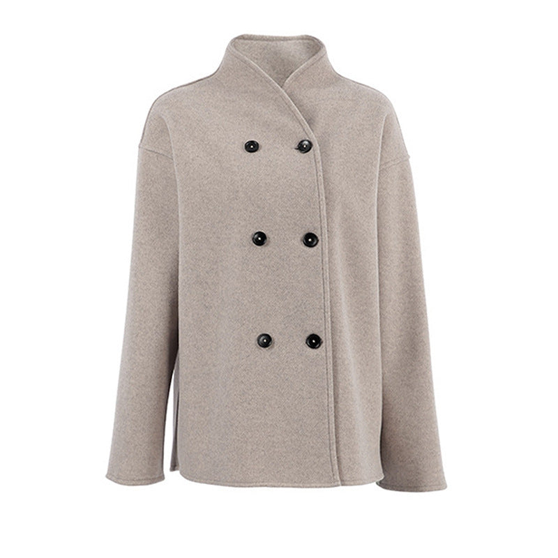 Retro Stand Collar Double Breasted Casual Short Coat