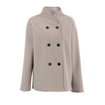 Retro Stand Collar Double Breasted Casual Short Coat