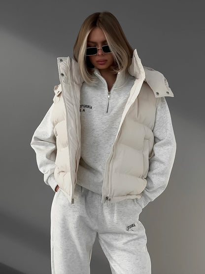 Trendy Hooded Puffer Vest with Sleeveless Design