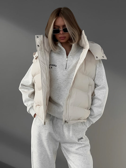 Trendy Hooded Puffer Vest with Sleeveless Design