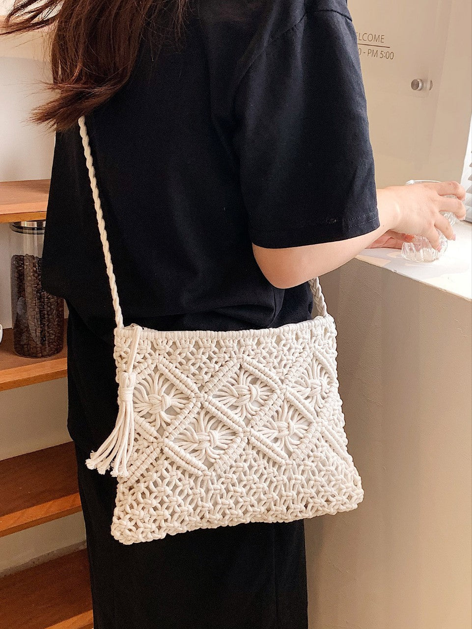 Knitted Bag Women'S 2025 New Fashion Versatile Shoulder Messenger Bag Casual High-End Woven Straw Bag