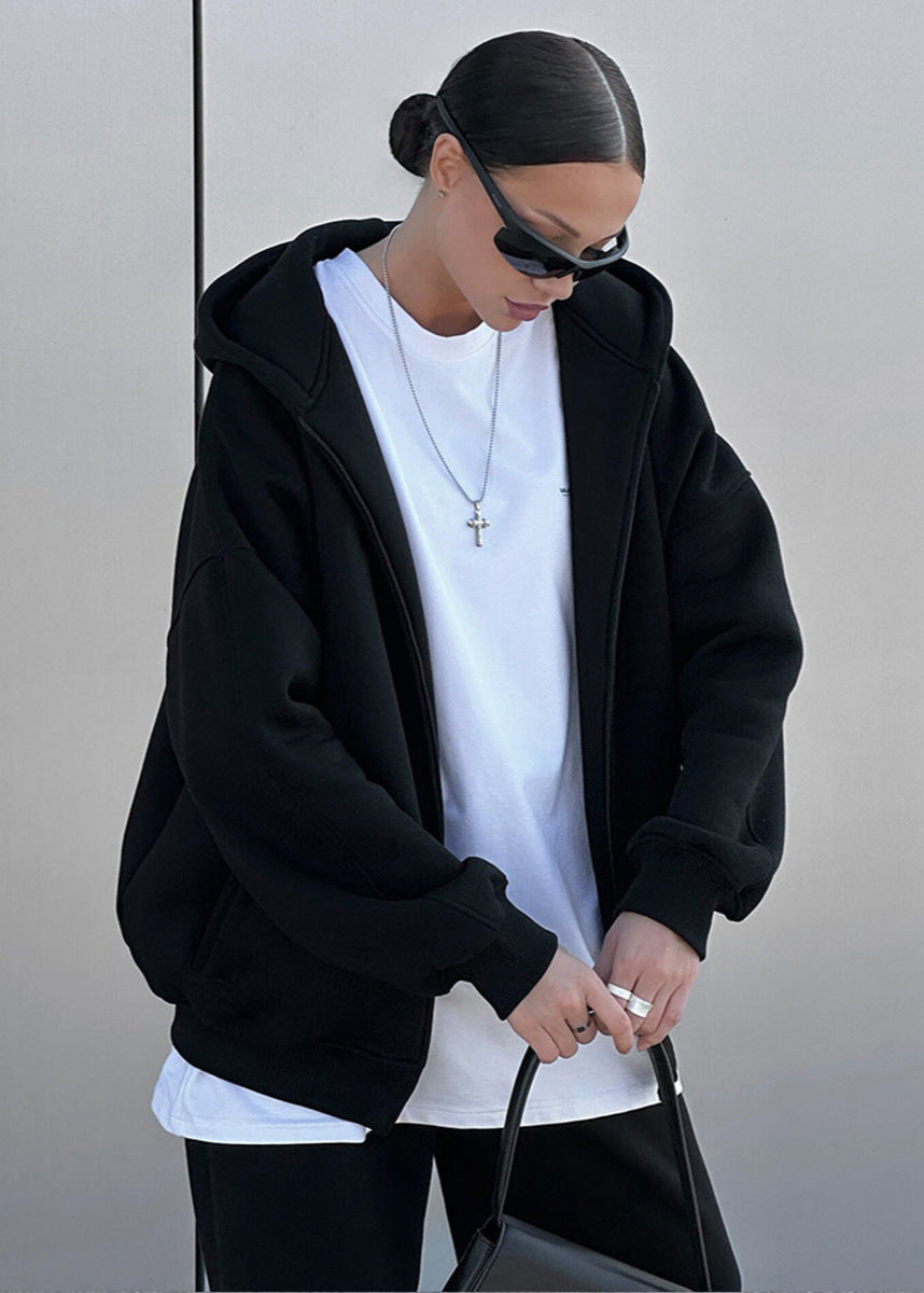 Oversized Zip Hoodie And Knit Sweatpants Set