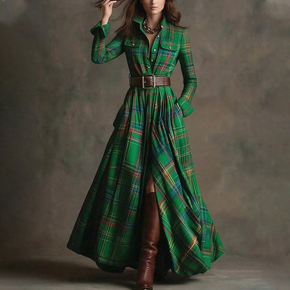 French Elegant A-Line Dress with Vintage Design