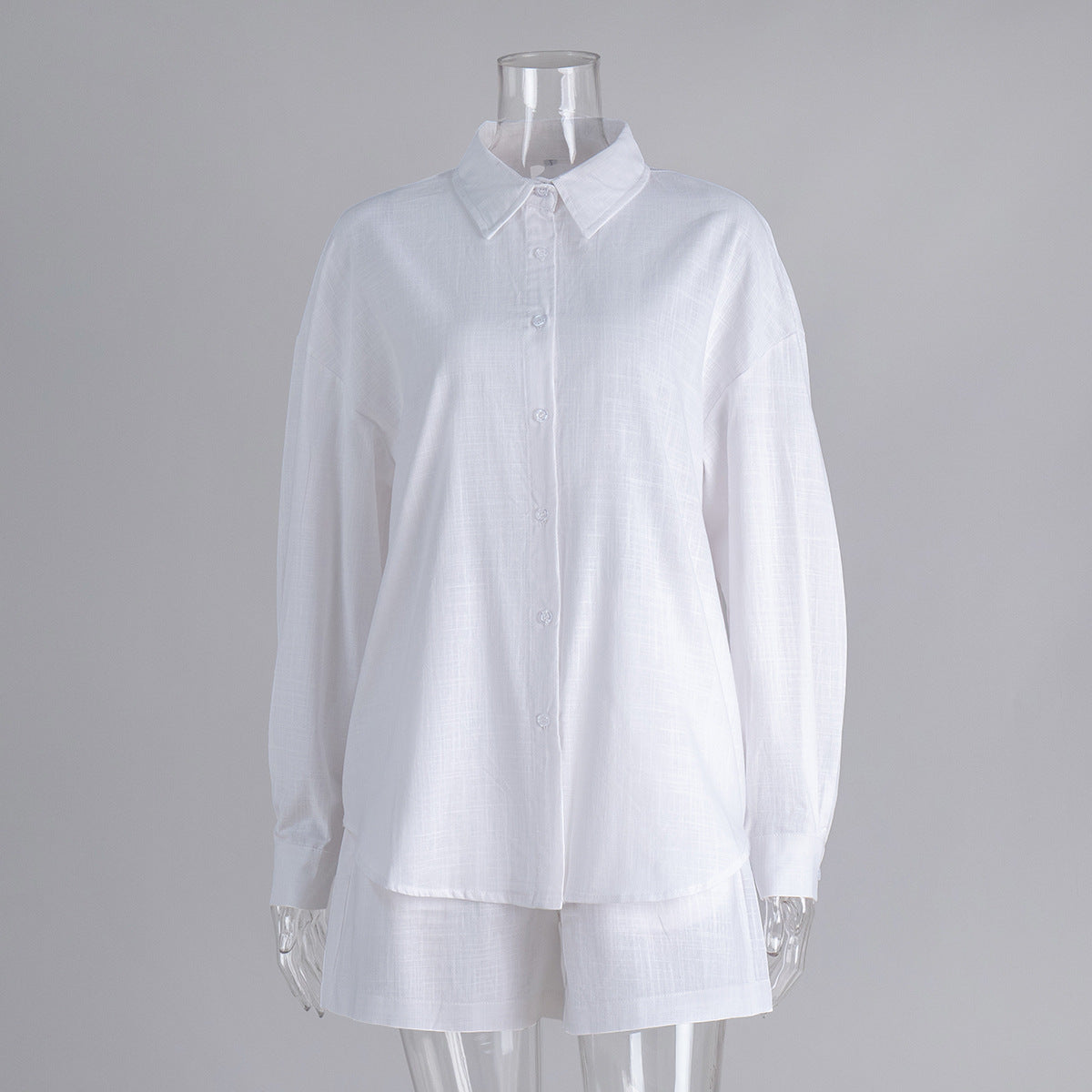 Cotton Long Sleeve Cardigan And Shorts Set Casual Chic